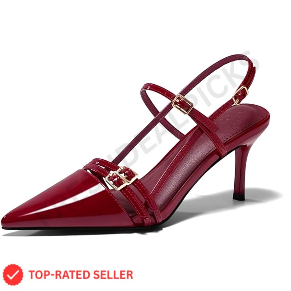 Slingback High Heels Strappy Pointed Toe Pumps Ankle Strap Dress Shoes Elegant